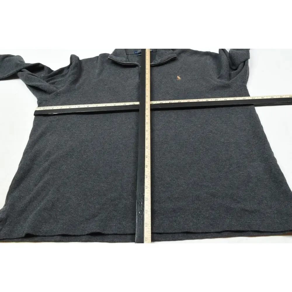 Polo Ralph Lauren 1/4 Zip Sweater Mens Large Gray Estate Rib Long Sleeve Cotton